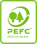 Лого на PEFC сертификат за произход от отговорно и устойчиво управлявани гори