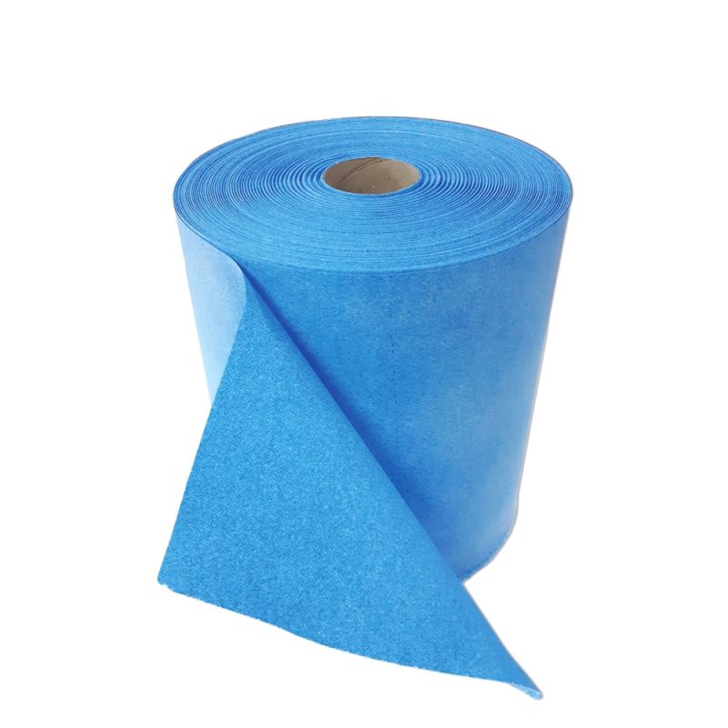 Синя индустриална кърпа на ролка от невероятно здрав релефен нетъкан текстил