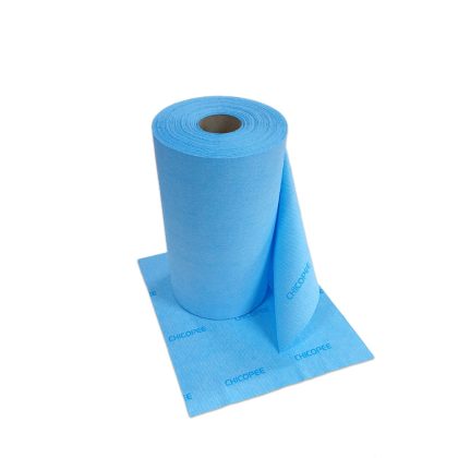 Синя микрофибърна кърпа на ролка за почистване на всякакви повърности - от стъкло до неръждаема стомана.